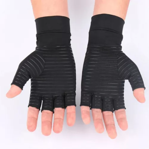 Copper Compression Gloves Anti Arthritis Fingerless Pain Relief Joint Support . - Picture 1 of 13