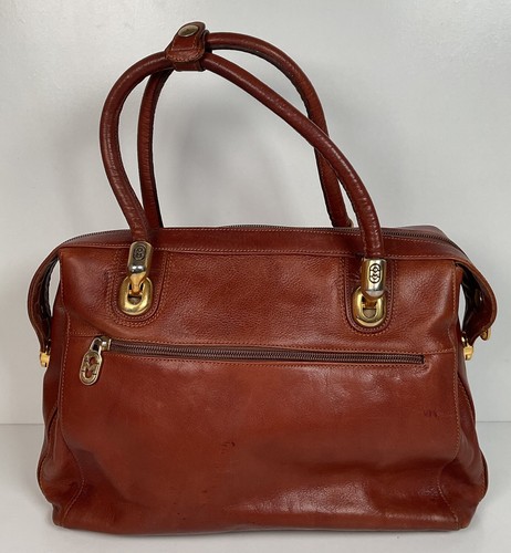 Marino Orlandi Leather Handbag Brown Weekender Tote - Picture 3 of 24