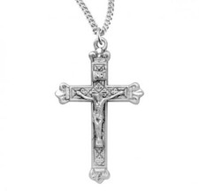 Budded Tip Sterling Silver Crucifix Features 18in Long chain