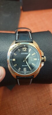 Citizen Eco-Drive Men's Dial Black Leather Strap Watch AW1723-02E