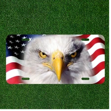 Custom Personalized License Plate Tag With USA American Flag American Eagle