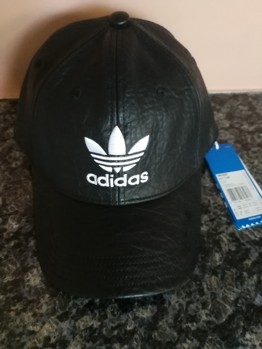 ✅激レア adidas fake leather black casquette New Black Faux Leather Adidas Hat (read) | eBay