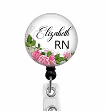 RN Badge Reel, Badge Clip, Nurse Badge, Changeable Top Available, Steth Tag- T13