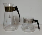 Set of 2 vintage Carafe Pyrex Corning 1960's Atomic Star Burst Coffee & Milano