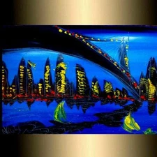 MANHATTAN     BY KAZAV   Modern Original Oil Abstract Painting WRTYJr5qwg