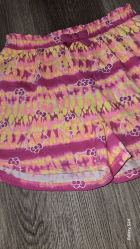 Hello Kittty Shorts Girls Size XL Pink Yellow Tie Dye Elastic Waist Pull On - Picture 2 of 7