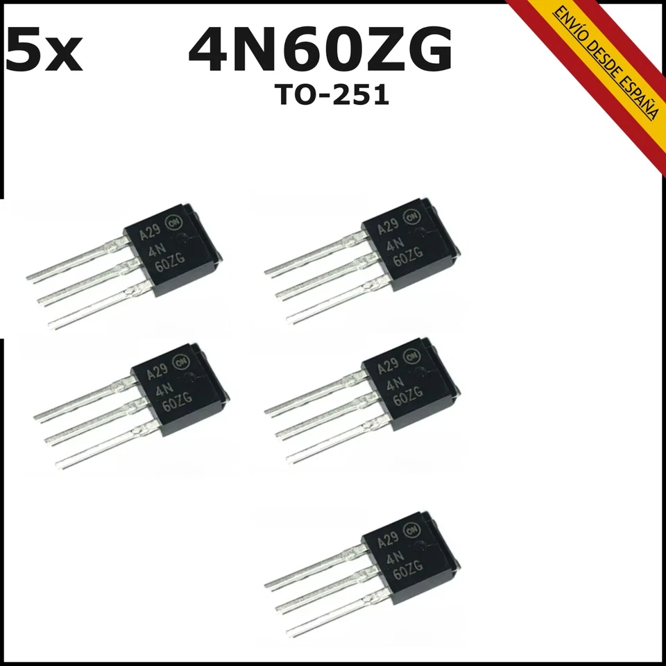 ON SEMICONDUCTOR 5x NDD04N60Z-1G 4N60ZG N-MOSFET TO-251 NEW NUEVO
