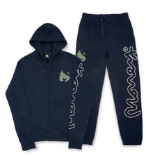 Money Sig Line Fleece Hoodie Joggers Full Tracksuit Set - Navy Blue UK Size XL