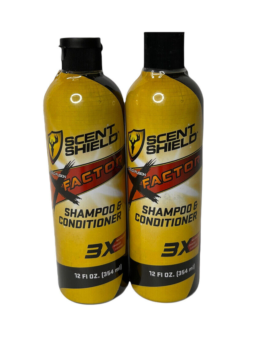 Lot of 2 Scent Shield X-Factor Human Scent Control Shampoo & Conditioner 12 oz