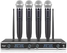D Debra D440 UHF 4 Channel Wireless Microphone System 4 Handheld Mics Karaoke