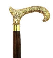Antique Brass Design Head Handle Vintage Style Wooden Walking Cane Stick