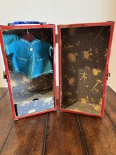 VTG Doll Trunk Red Metal/Plastic Made In France 12x6x6 Includes A Jacket