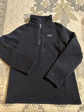 Patagonia Boys Better Sweater 1/4 Zip Pullover M 10 Navy STY 65706 EUC