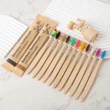 10pcs Bamboo Toothbrush Set Natural Soft Bristle Dental Care Oral Hygiene