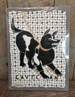 Cave Canem Beware Of The Dog 9.5''x 7'' Wood Painted Sign Pompei Replica Home Deco