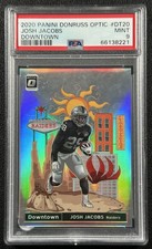 JOSH JACOBS PSA 9 2020 PANINI DONRUSS OPTIC #DT-20 DOWNTOWN PRIZM SSP 8221