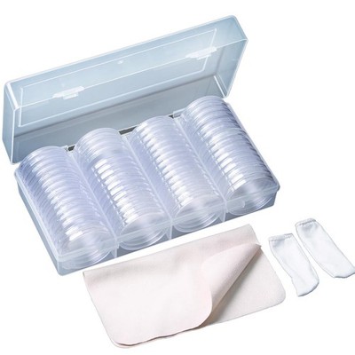 60 Pieces 41mm Coin Holder Silver Eagles Capsules Clear Plastic White