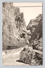Postcard RPPC D+RG&W Train at the Bottom of the Royal Gorge Colo. Sanborn Photo