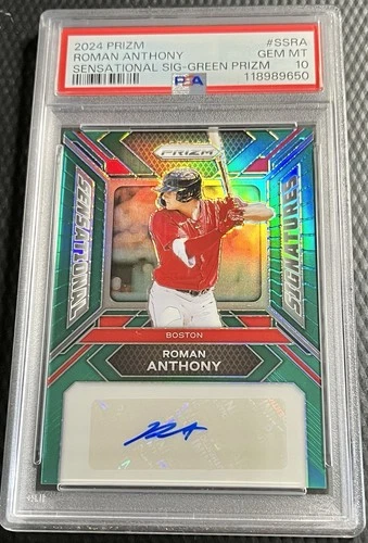 2024 Roman Anthony Red Sox PSA 10 Panini Prizm Sensational Signatures Green Auto