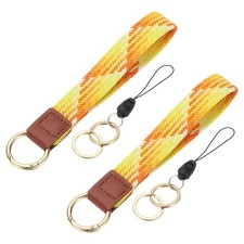 Keychain Wristlet, 2 Pcs Cute Keychain Woven Wrist Lanyard, Orange
