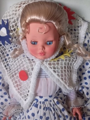 VINTAGE GROSSE 22 ' 56 CM ITALIENISCHE ITALIEN FURGA PUPPE CRISTINA 1970 ? 1980? VERPACKT