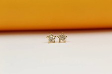 Gold Star Stud Earrings With Zirconia Stones K291