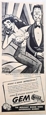GEM Razor and Blades Single edge good impression 1945 Vintage Print Ad