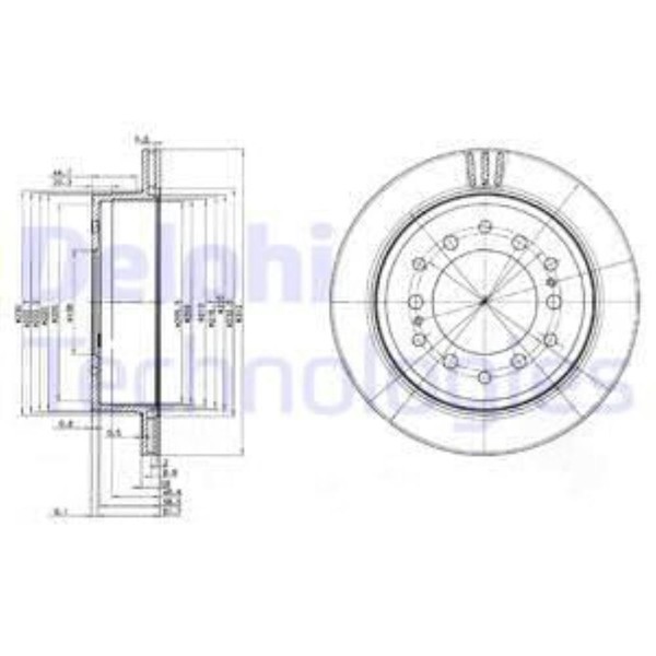 Delphi 2X Bremsscheibe Hinten Ø312 Mm BelüFtet FüR Toyota Land Cruiser LJ12_-image