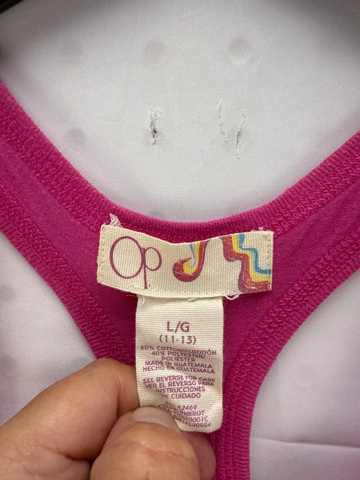 Camiseta sin mangas Op Juniors rosa espalda cruzada talla grande informal deportiva ocio Foto 3 de 4