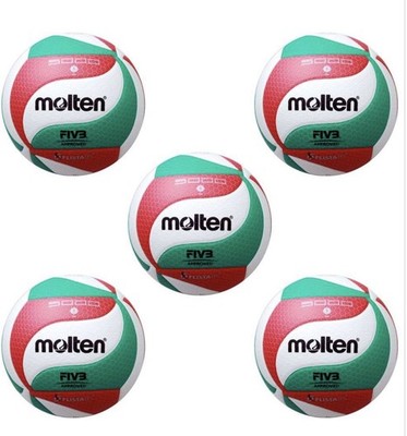 molten V5M5000-DE Volleyball Wettspielball weiß grün rot Gr 5 5er Paket