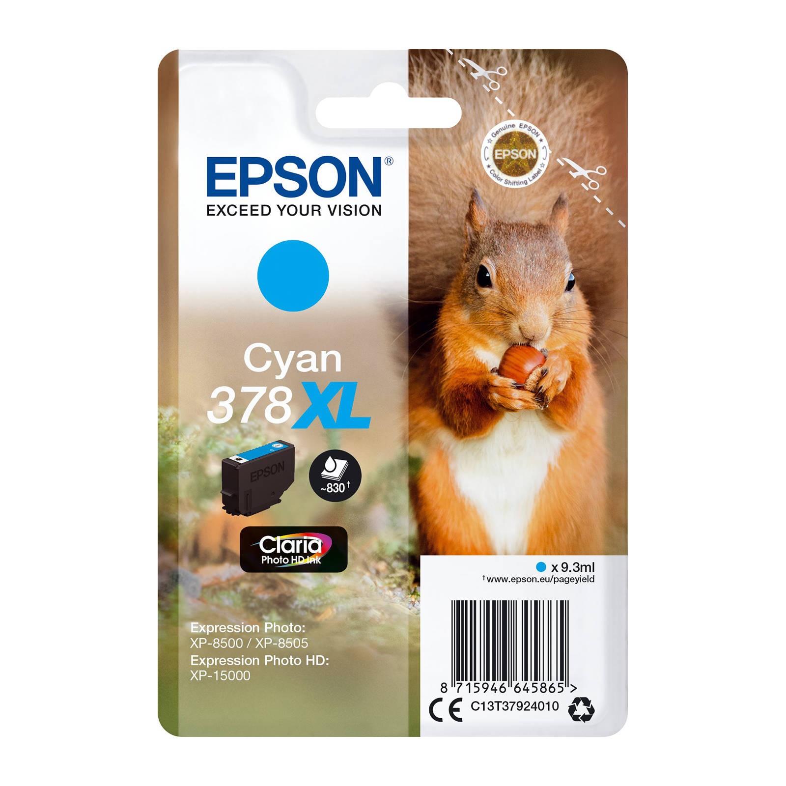 Epson 378XL Ink Cartridge Claria High Yield Squirrel Cyan - Image 4