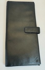 Polo Ralph Lauren Black Leather Bifold Wallet Checkbook Card 9 X 4 Continental