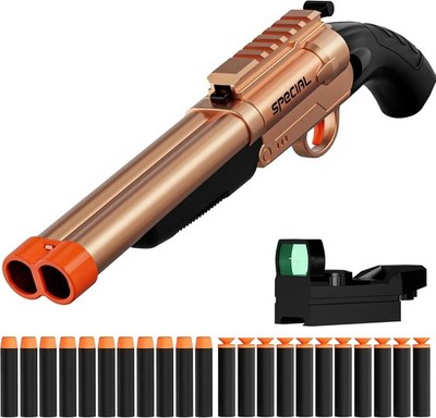 Short Double Barrel Shotgun Foam Dart Blaster Toy with EVA Darts