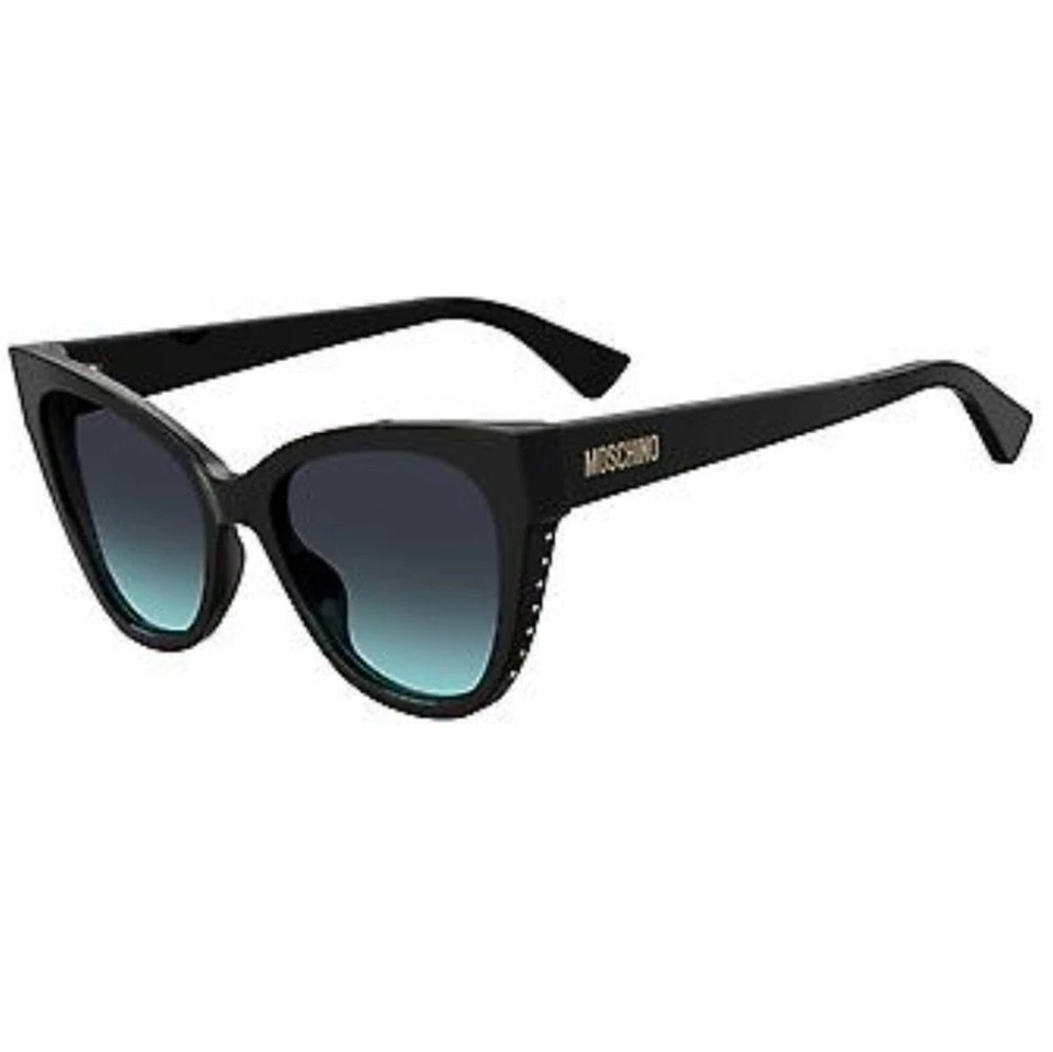 Authentic MOSCHINO Sunglasses NEW Black Cat Eye Sunnies with GOLD detail w Case - Image 2 of 4