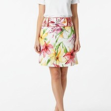 Cache White Floral Print Mini Skirt Skort With Shorts 0