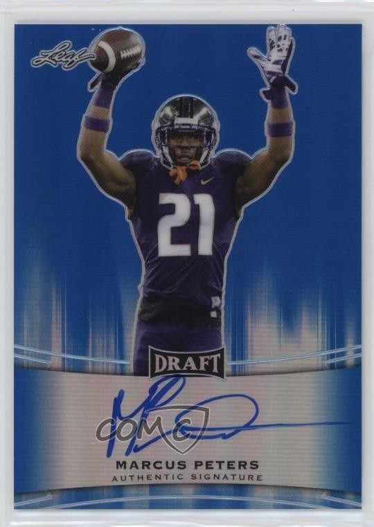 Marcus Peters Leaf Metal Draft Autographs #BAMP1 Blue Prismatic