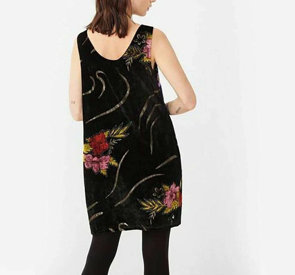 Desigual Damen Slip Kleid Kurz Mehrfarbig Floraler Samt As2 Größe S EU 38 - Bild 3 von 4
