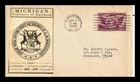 Dr Jim Stamps Fdc Scott 775 Michigan Centenary Pasted Cachet With Corner Damage