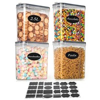Vorratsdosen Set 4Er Aufbewahrungsbox KüChe Plastik Deckel 2,5L Mehl Getreide