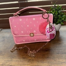 FAO Schwarz Pink Chelsea Flap Bag Crossbody Key Chain Charm Shoulder Handbag