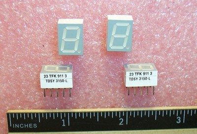QTY (40) TDSY3150 VISHAY 10mm YELLOW 7-SEGMENT DISPLAY CHARACTER & NUMERIC 585nm