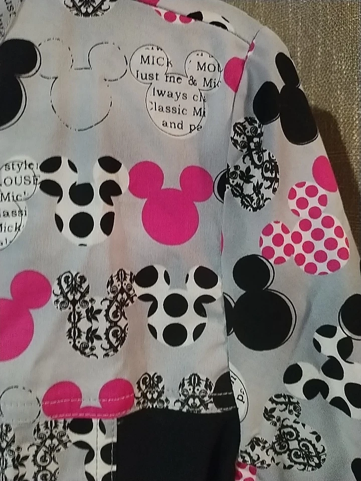 Mickey Mouse Cherokee Scrub Disney Tooniforms V Neck Knit Panel Top 6875C New P1 - Image 3 of 4