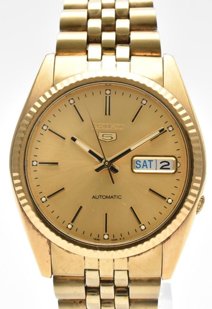 Vintage [N MINT]Seiko 5 7S26-3110 Gold Day Date 36mm Automatic