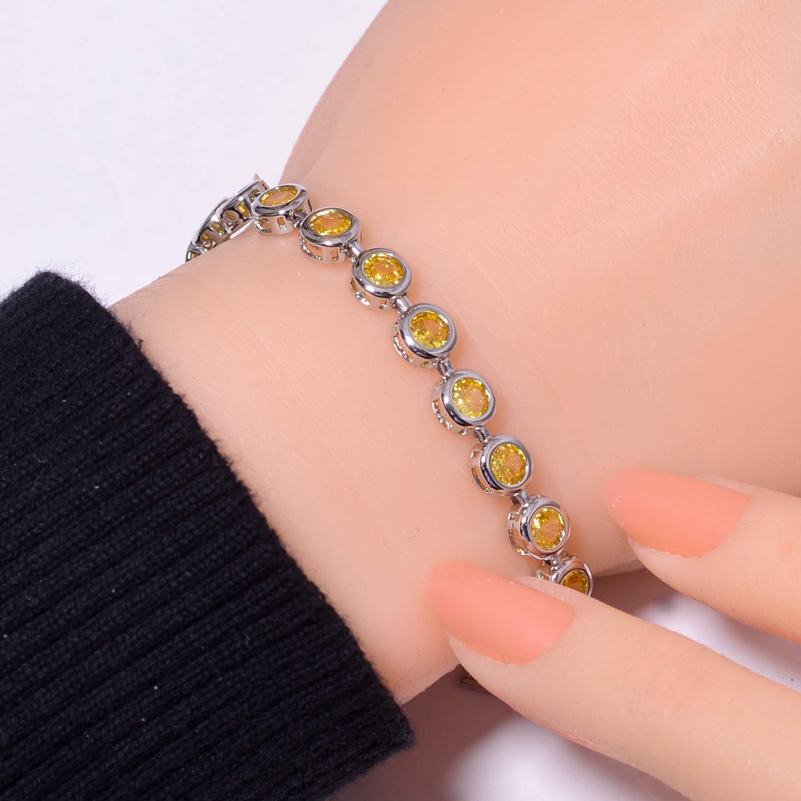 Yellow Sapphire Simulated 925 Sterling Silver Tennis Bracelet 7.99