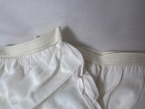 2 NEW Vtg White Womens Large Spun-Lo Tricot Acetate Brief Full Panties Band Leg - Picture 2 of 4