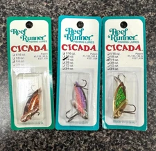 * THE REEF RUNNER * CICADA 1/4 OZ ' LOT OF 3 '- JIGGING/TROLLING/CASTING