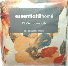 Essential Home Floral Orange/Multi Fall Thanksgiving PEVA Tablecloth