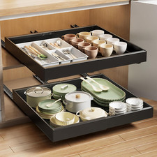 Expandable 2-Pack Pull Out Cabinet Organizer, Heavy Duty Slide Out Drawers