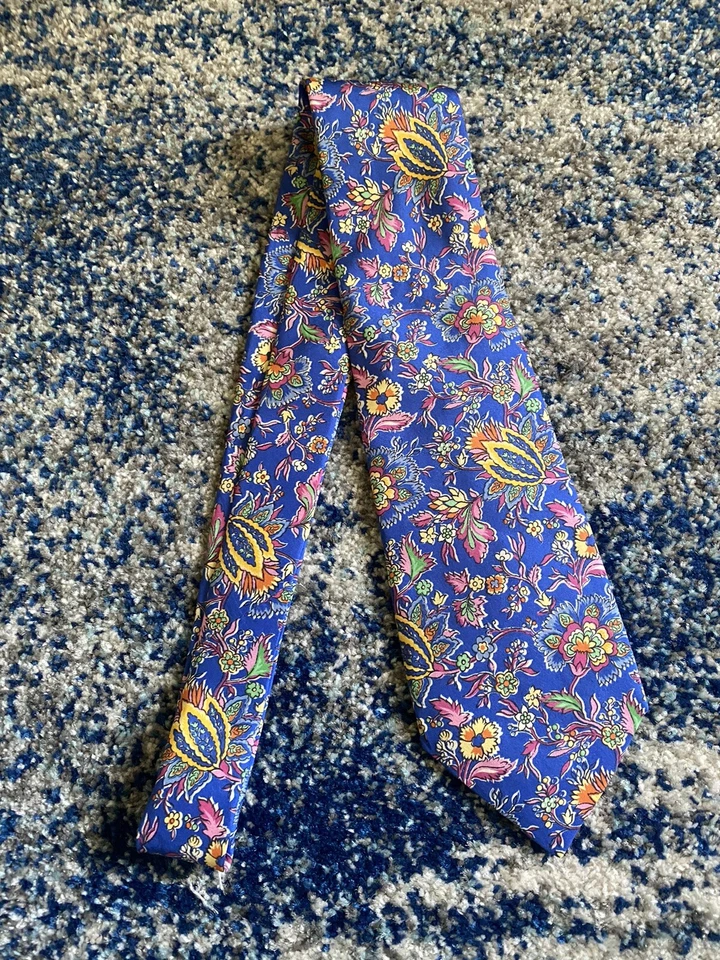 Corbata Ralph Lauren Etiqueta Púrpura Naranja Amarillo Verde Azul Rosa Blanco Floral Foto 2 de 4