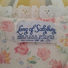 Lanz Of Salzburg Long Sleeve Cotton Flannel Nightgown Pink Floral and Lace Trim